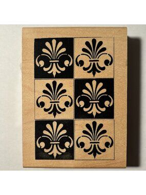 Inkadinkado Rubber Stamp Wood Mounted Illuminata Fleur De Lis Design French